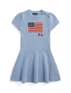 Short-Sleeve Flag Sweater Dress