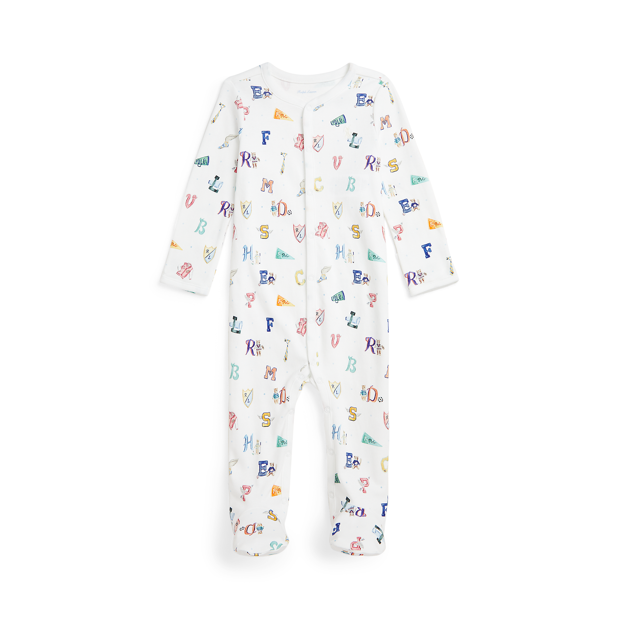 RL Baby x Riley Sheehey Cotton Coverall in Varsity Print