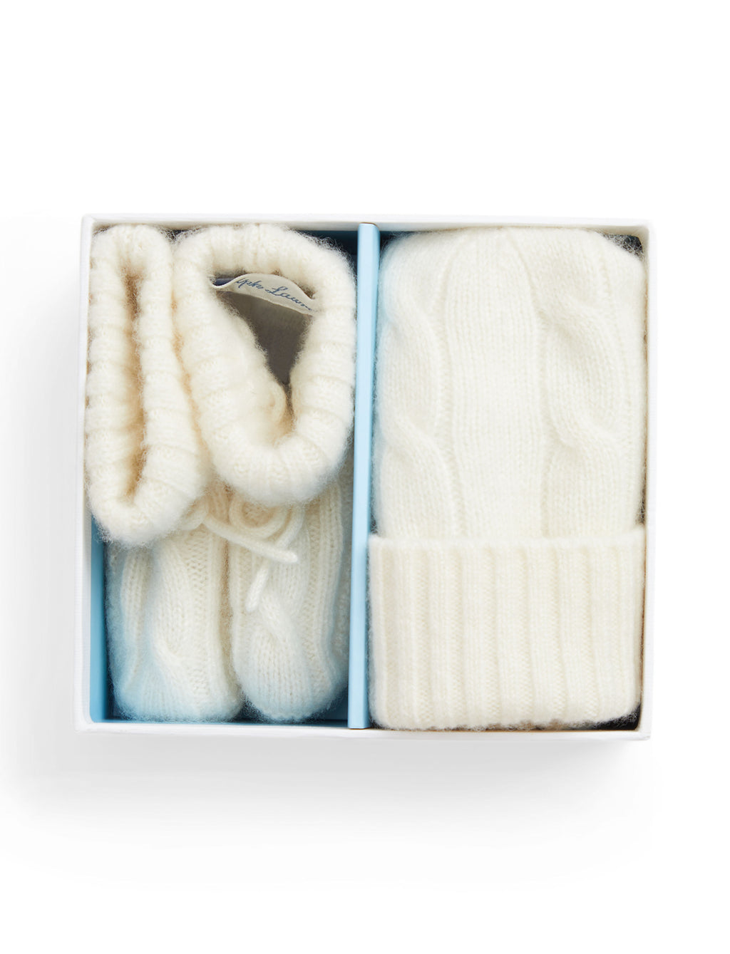 Cashmere Cable Knit Baby Hat and Bootie Set