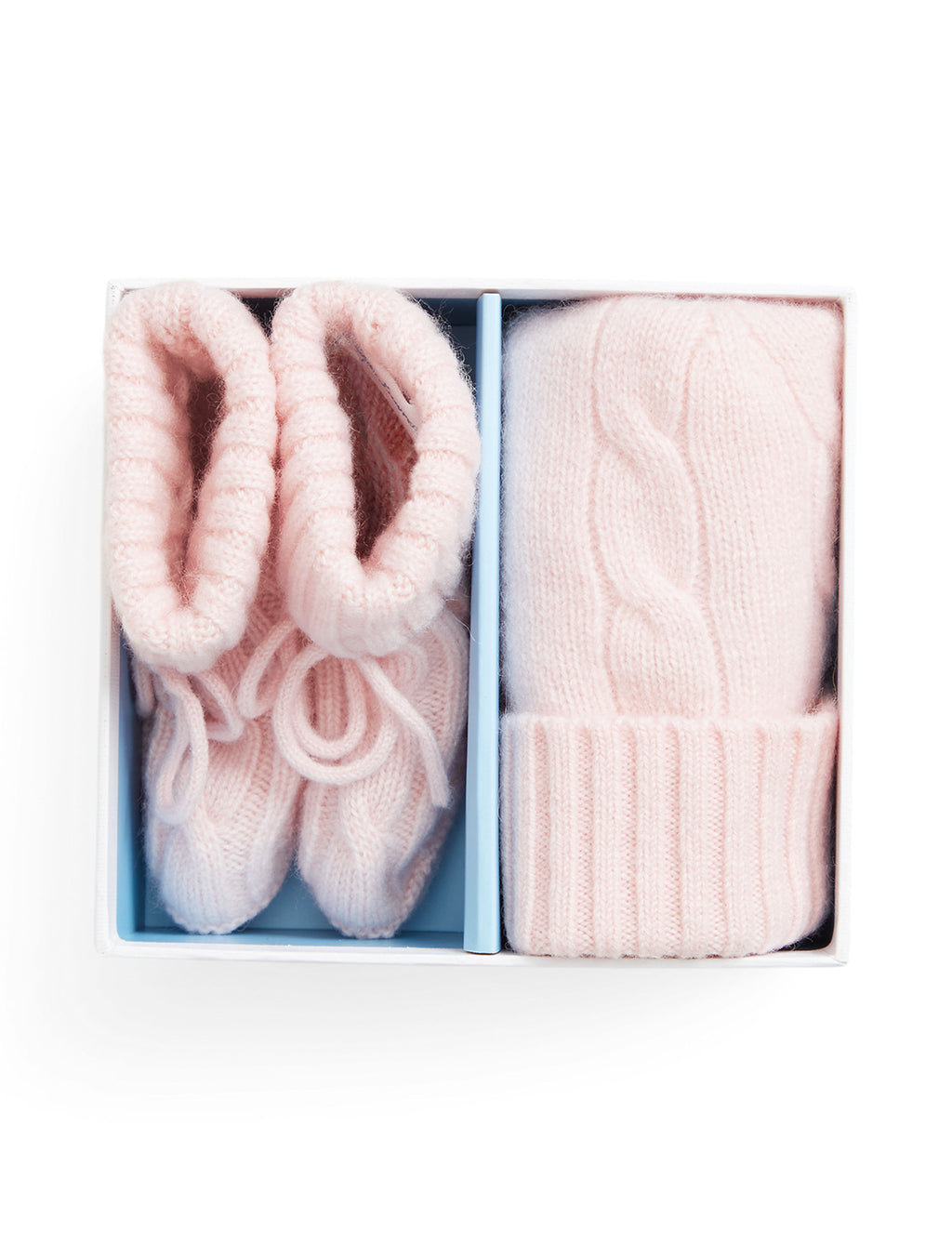 Cashmere Cable Knit Baby Hat and Bootie Set