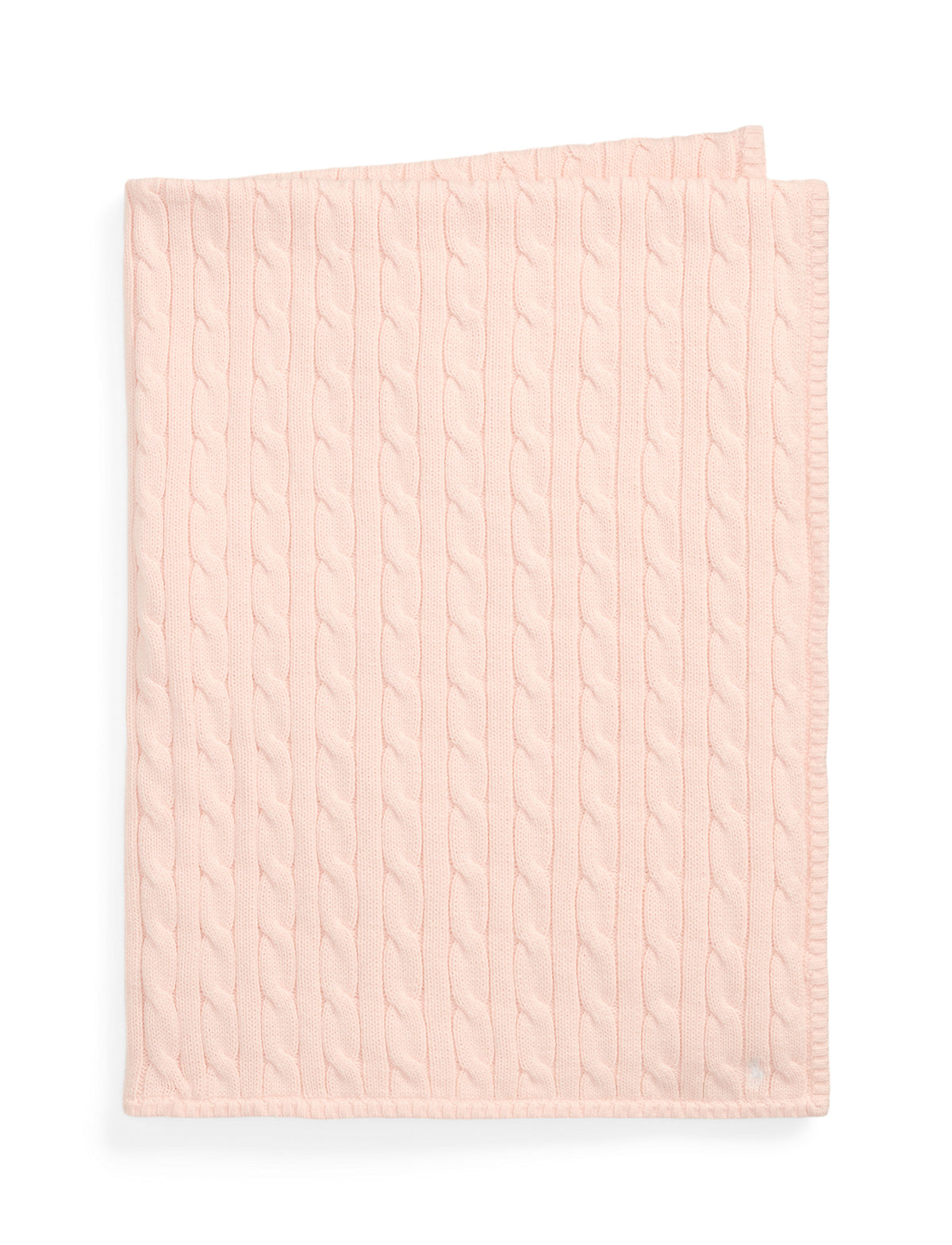Classic Combed Cotton Cable Knit Baby Blanket in Morning Pink