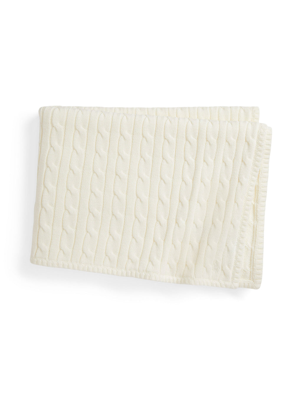 Classic Combed Cotton Cable Knit Baby Blanket in Trophy Cream