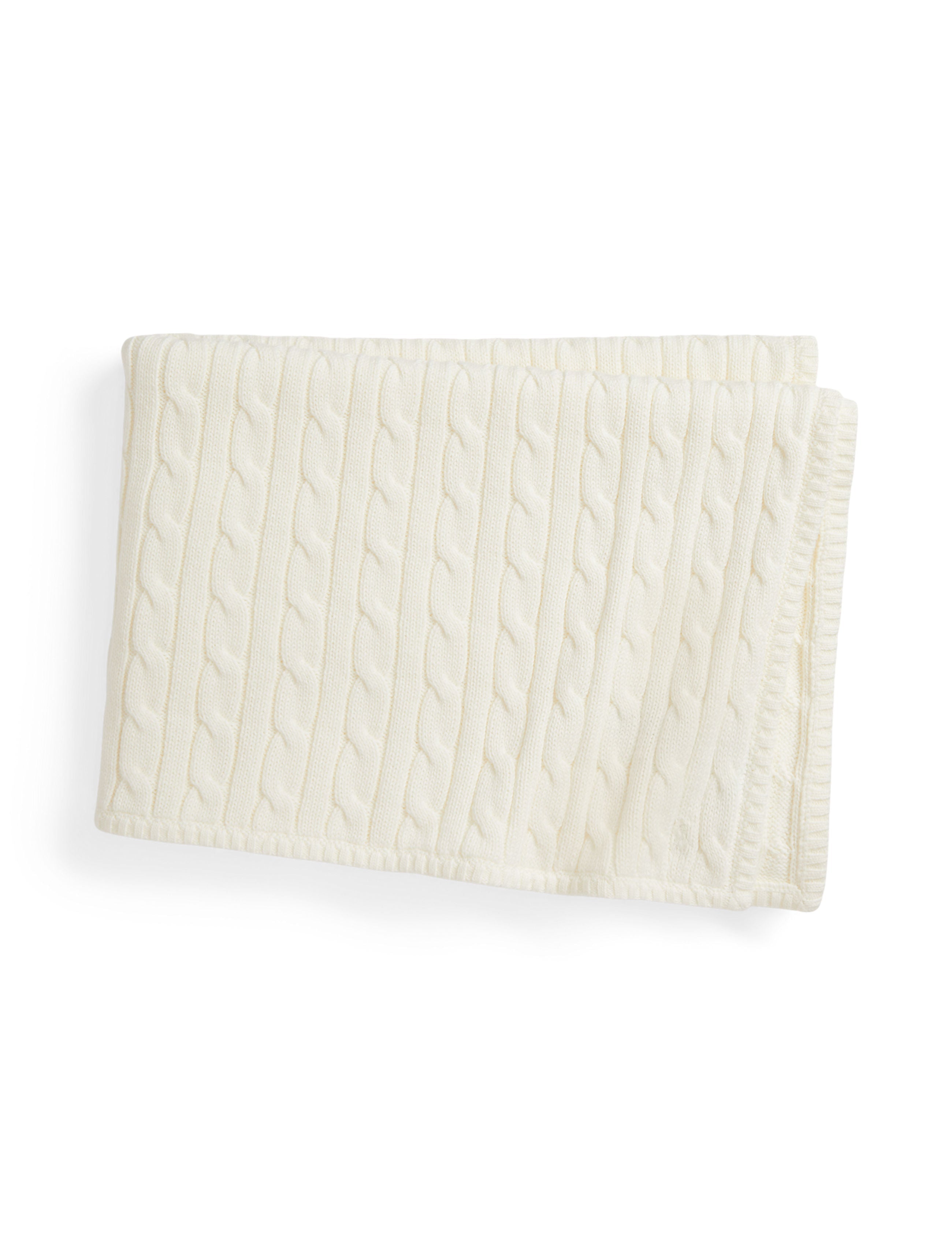 Classic Combed Cotton Cable Knit Baby Blanket in Trophy Cream