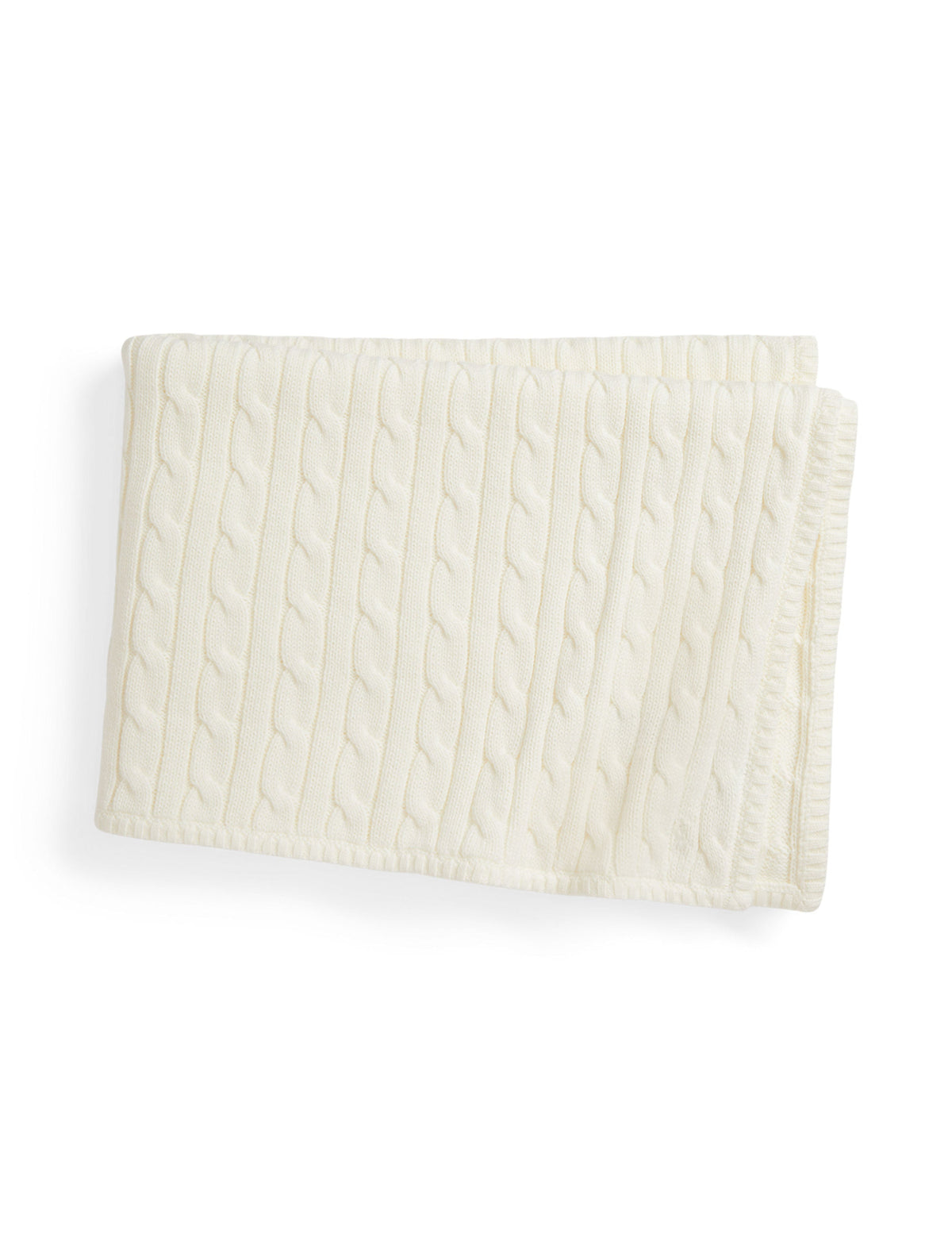 Classic Combed Cotton Cable Knit Baby Blanket in Trophy Cream