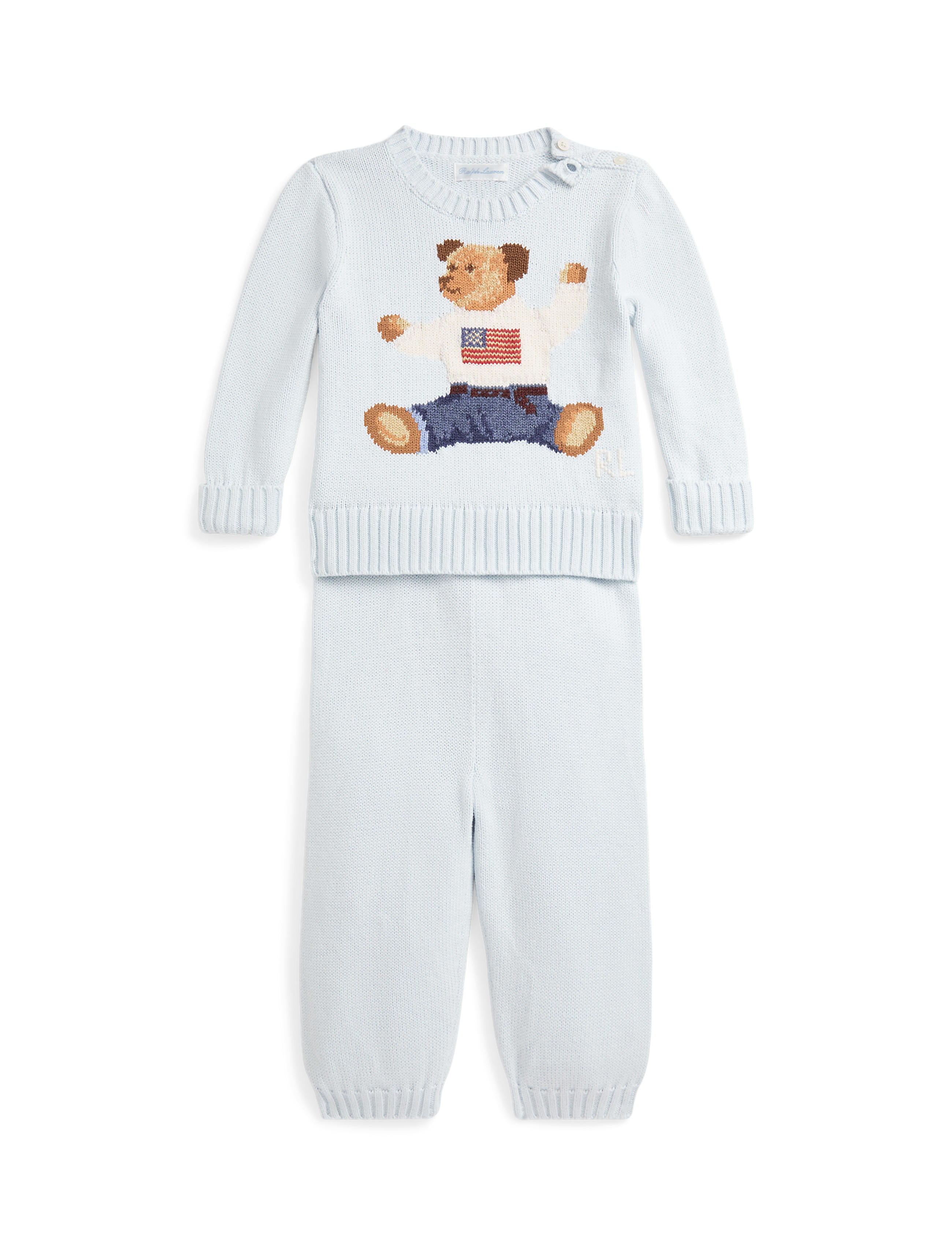 Polo Bear Sweater and Flag Set in Blue