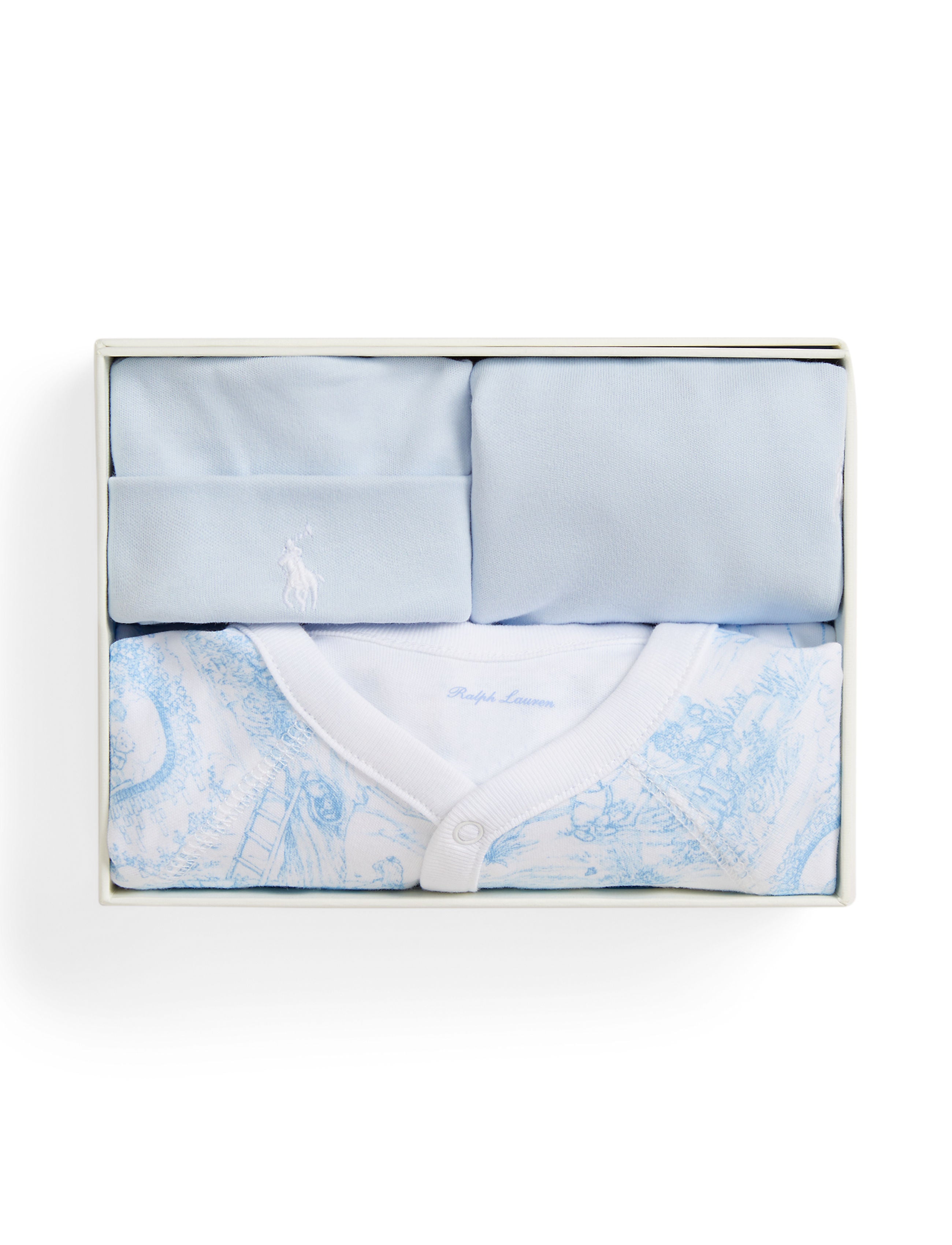 3-Piece Box Set in Blue Toile