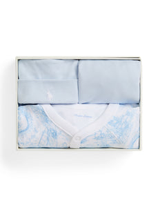 3-Piece Box Set in Blue Toile