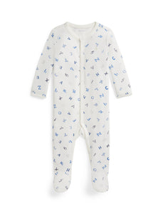 Long-Sleeve Interlock Novelty Alphabet Printed Coverall