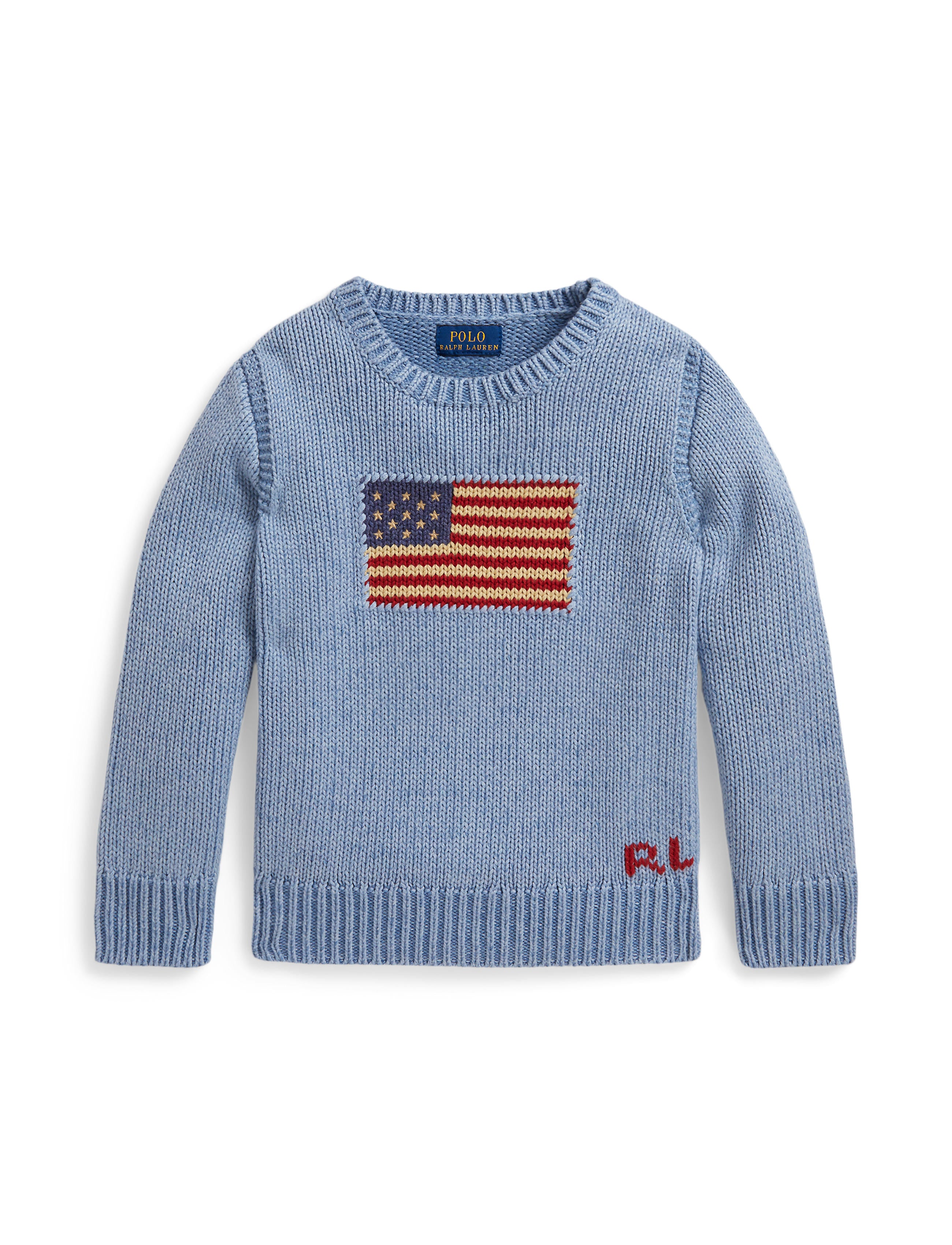 Long-Sleeve Combed Cotton Flag Crewneck Sweater