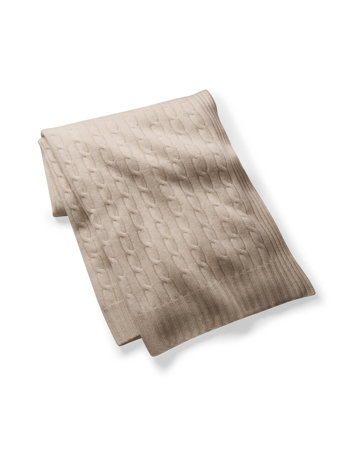 Cable Cashmere Throw Blanket in Natural