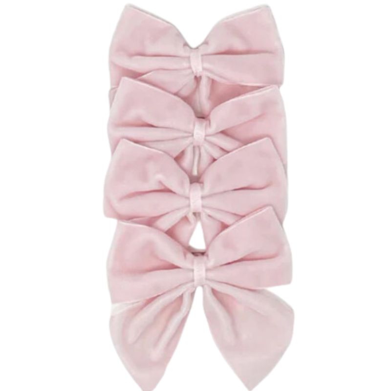 Pink Bow Velvet Napkin Ties, Set of 4