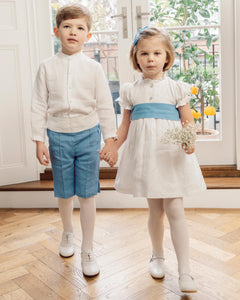 Linen Cummerbund Off White