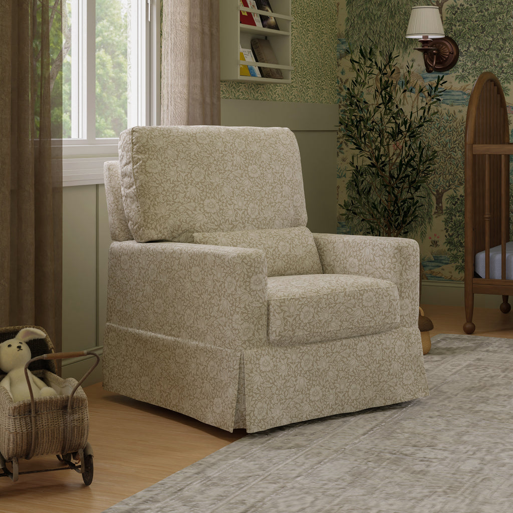 Morris & Co. x Namesake Crawford Pillowback Comfort Swivel Glider Mallow in Ash