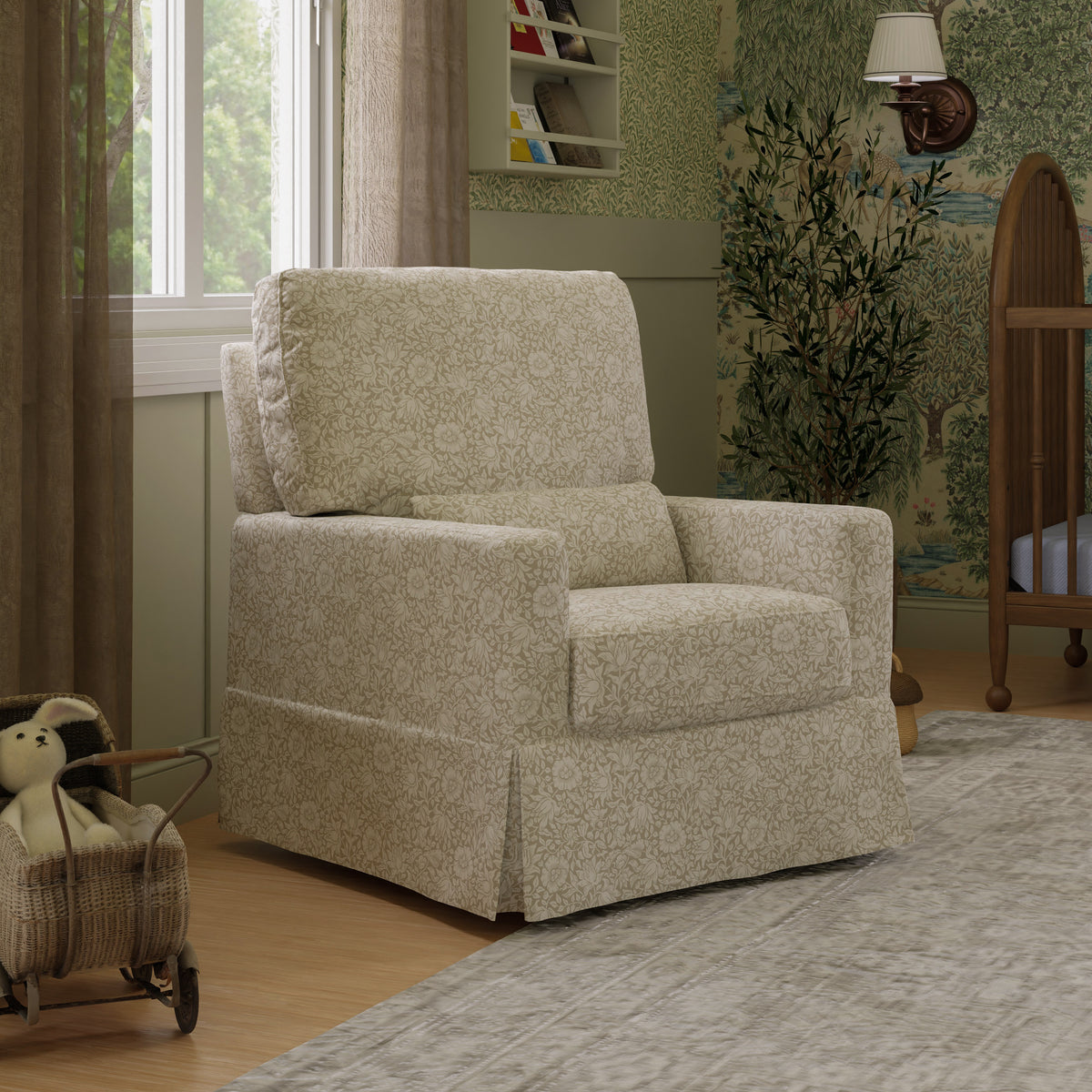 Morris & Co. x Namesake Crawford Pillowback Comfort Swivel Glider Mallow in Ash
