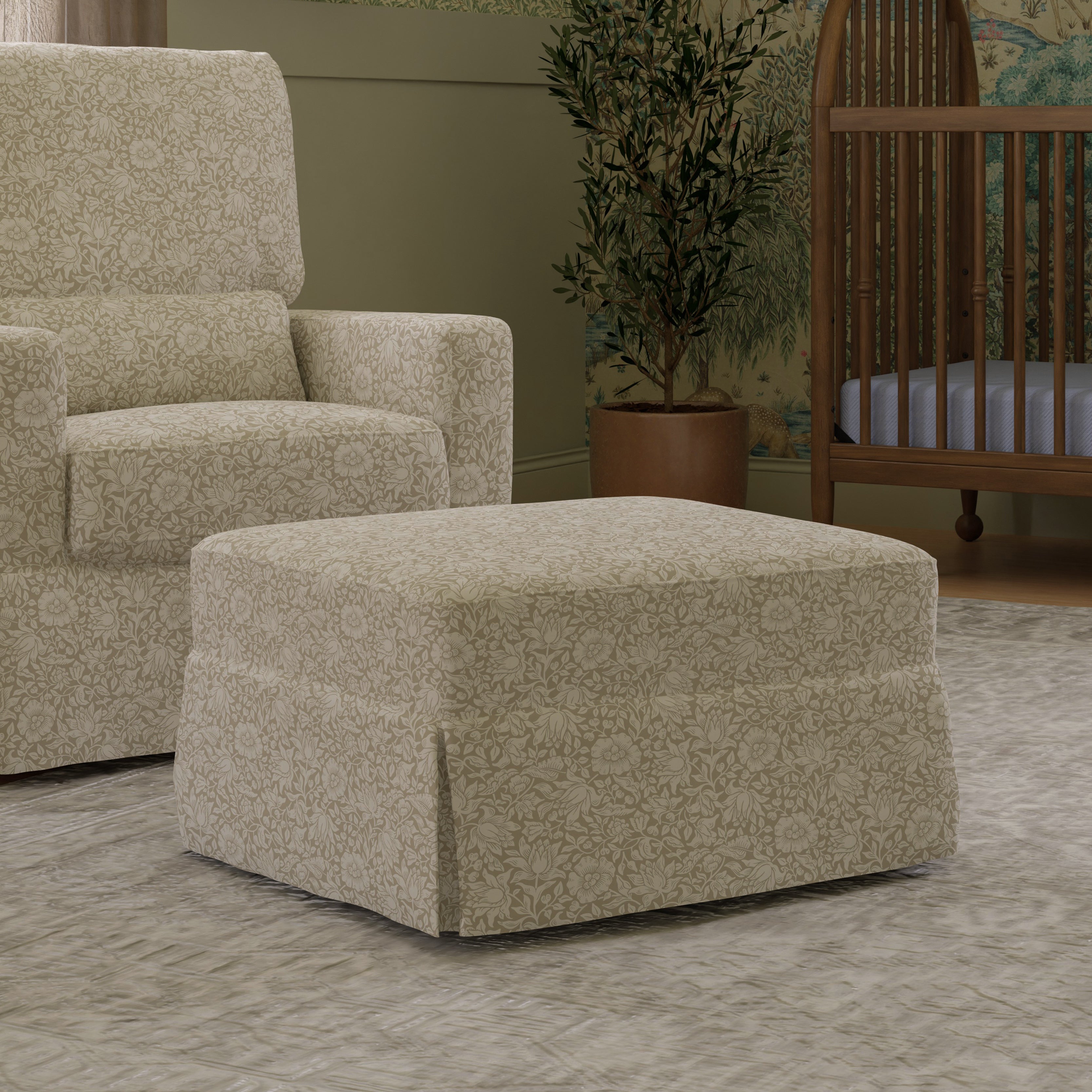 Morris & Co. x Namesake Crawford Gliding Ottoman Mallow in Ash