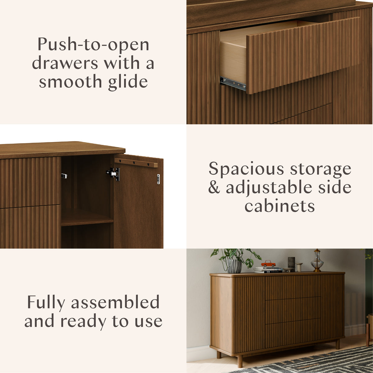 Pogo Tambour Assembled Dresser in Natural Walnut
