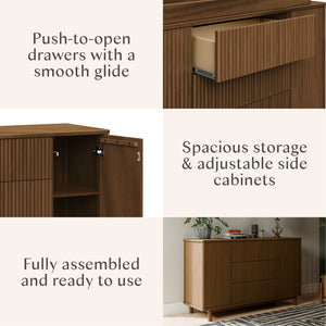 Pogo Tambour Assembled Dresser in Natural Walnut