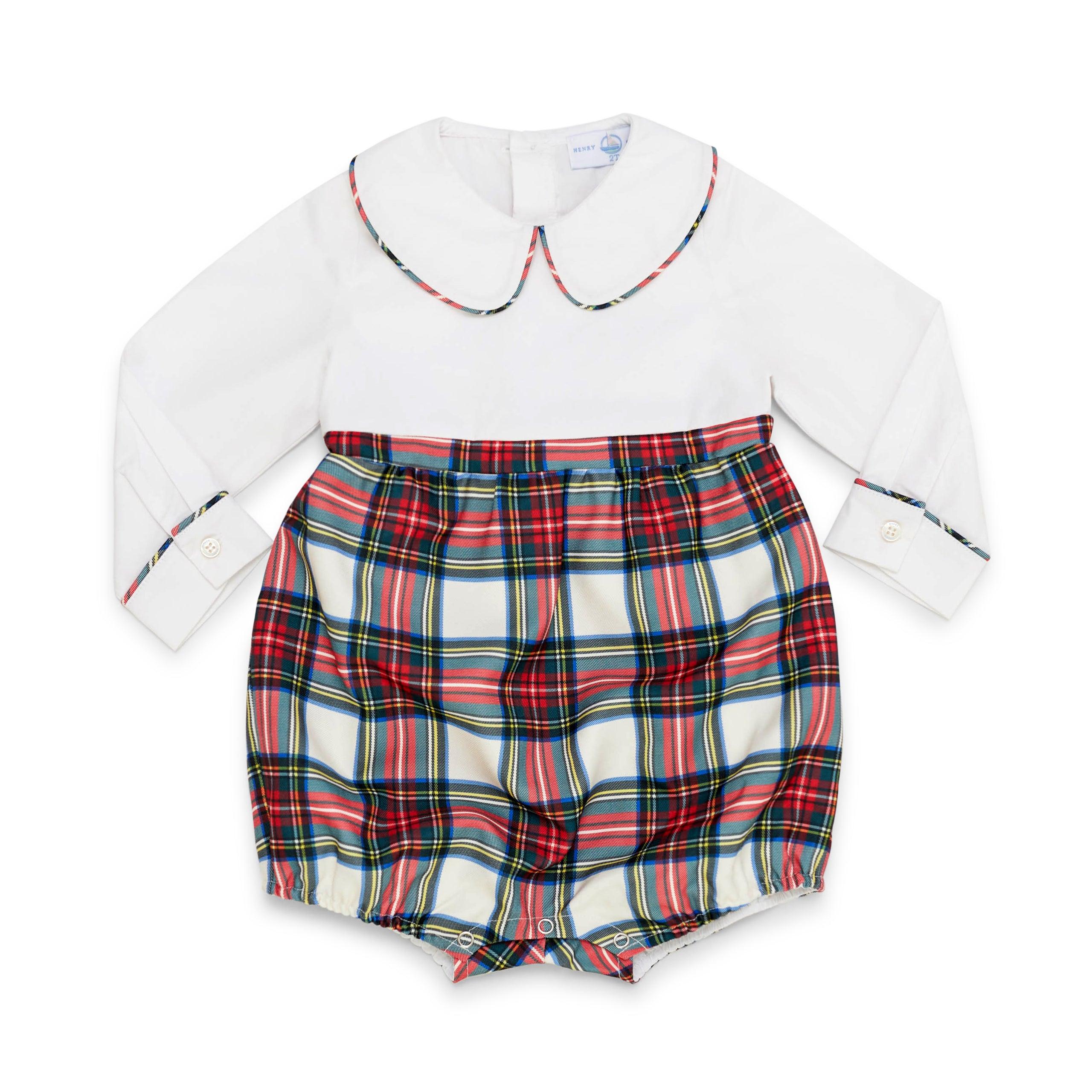 Long Sleeve Beau Bubble in Red Plaid and White - Henry Duvall