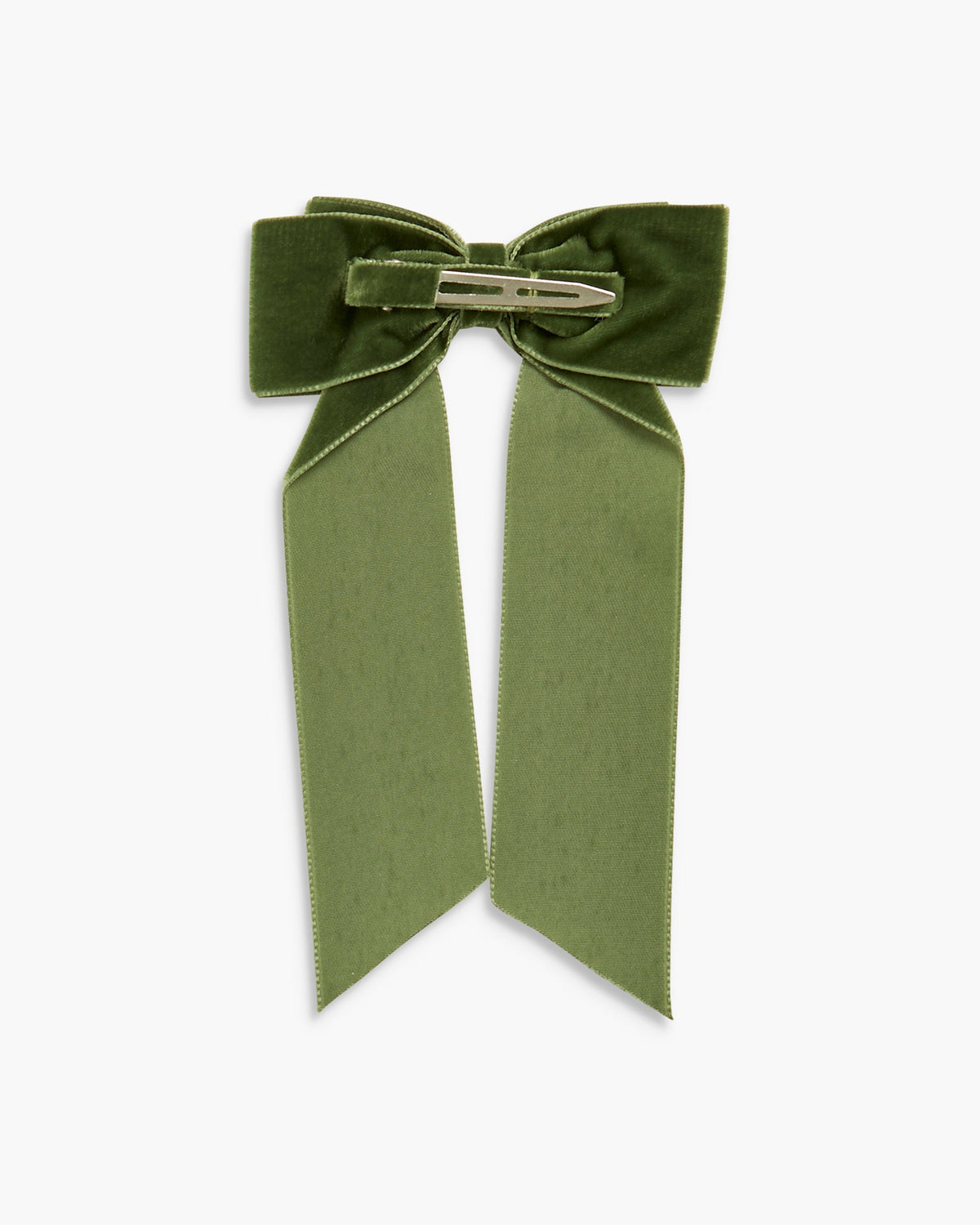 Large Velvet Long Tail Bow in Moss