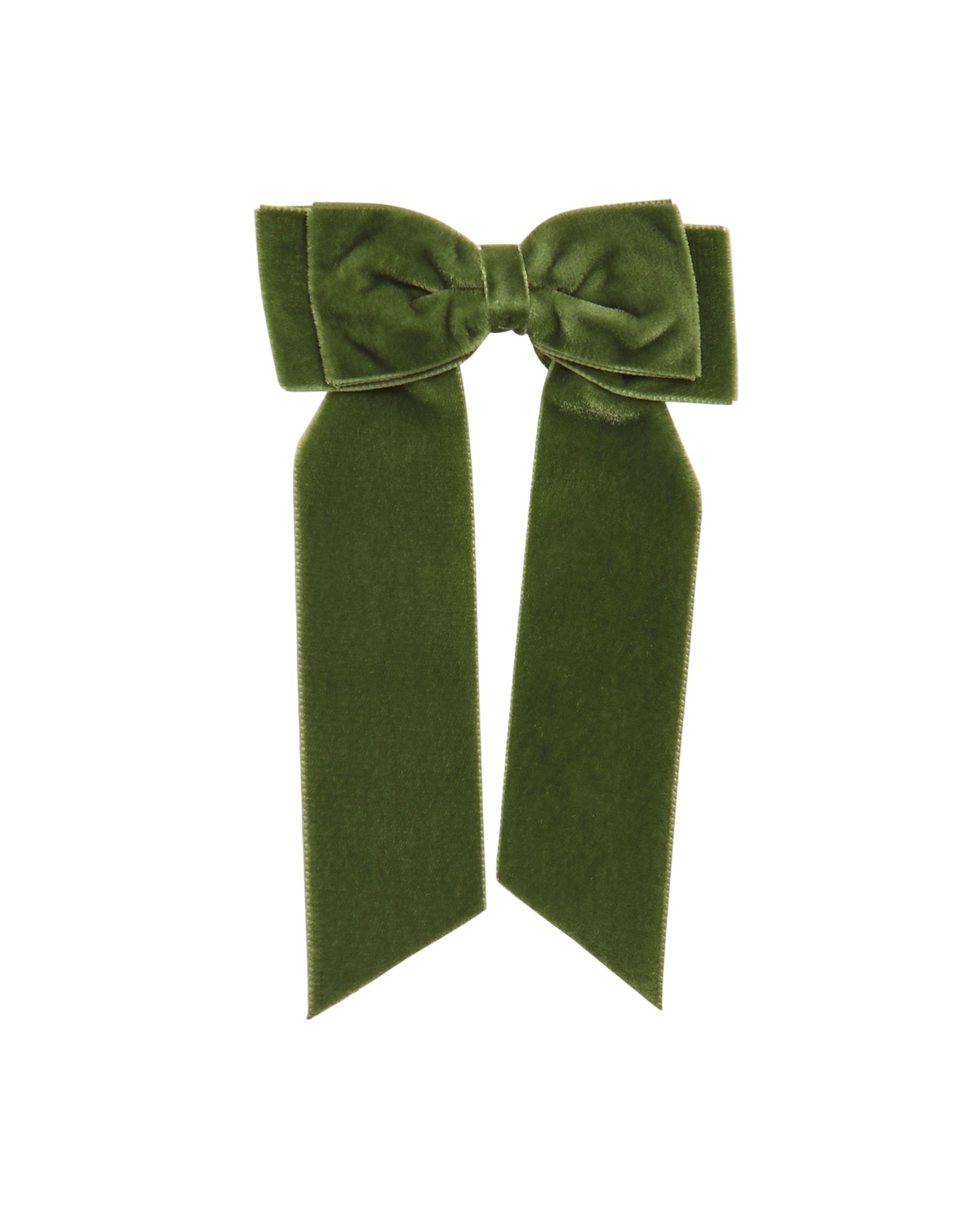 Large Velvet Long Tail Bow in Moss