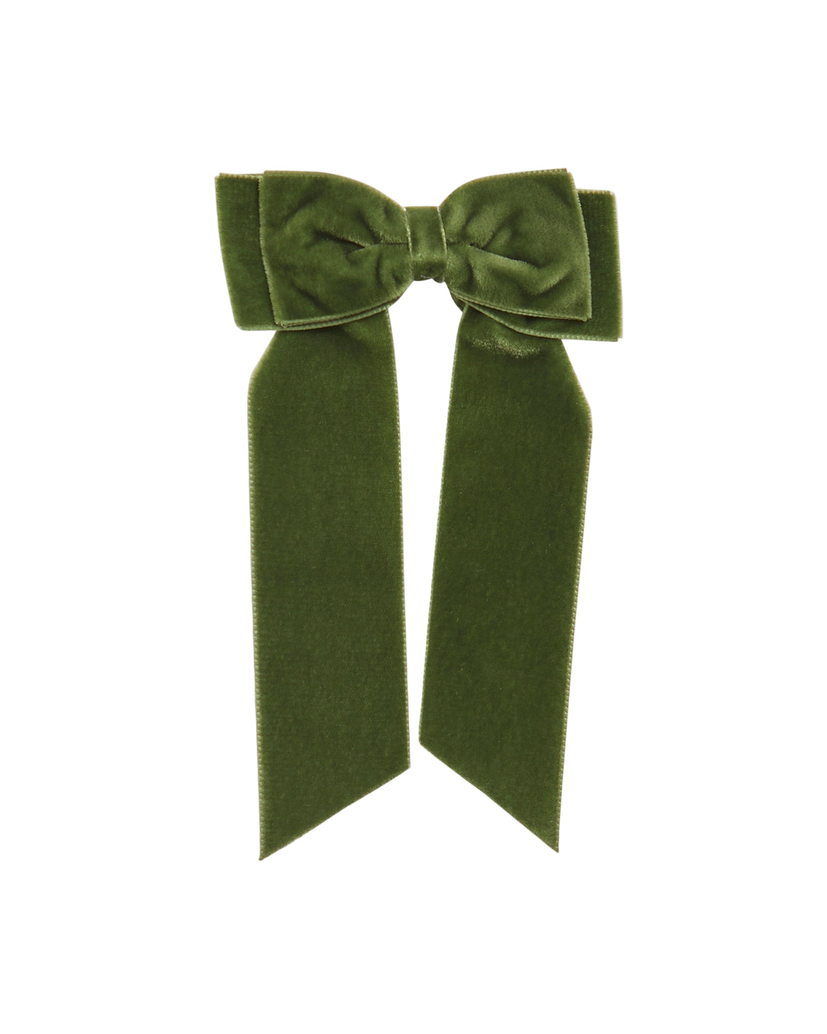 Large Velvet Long Tail Bow in Moss
