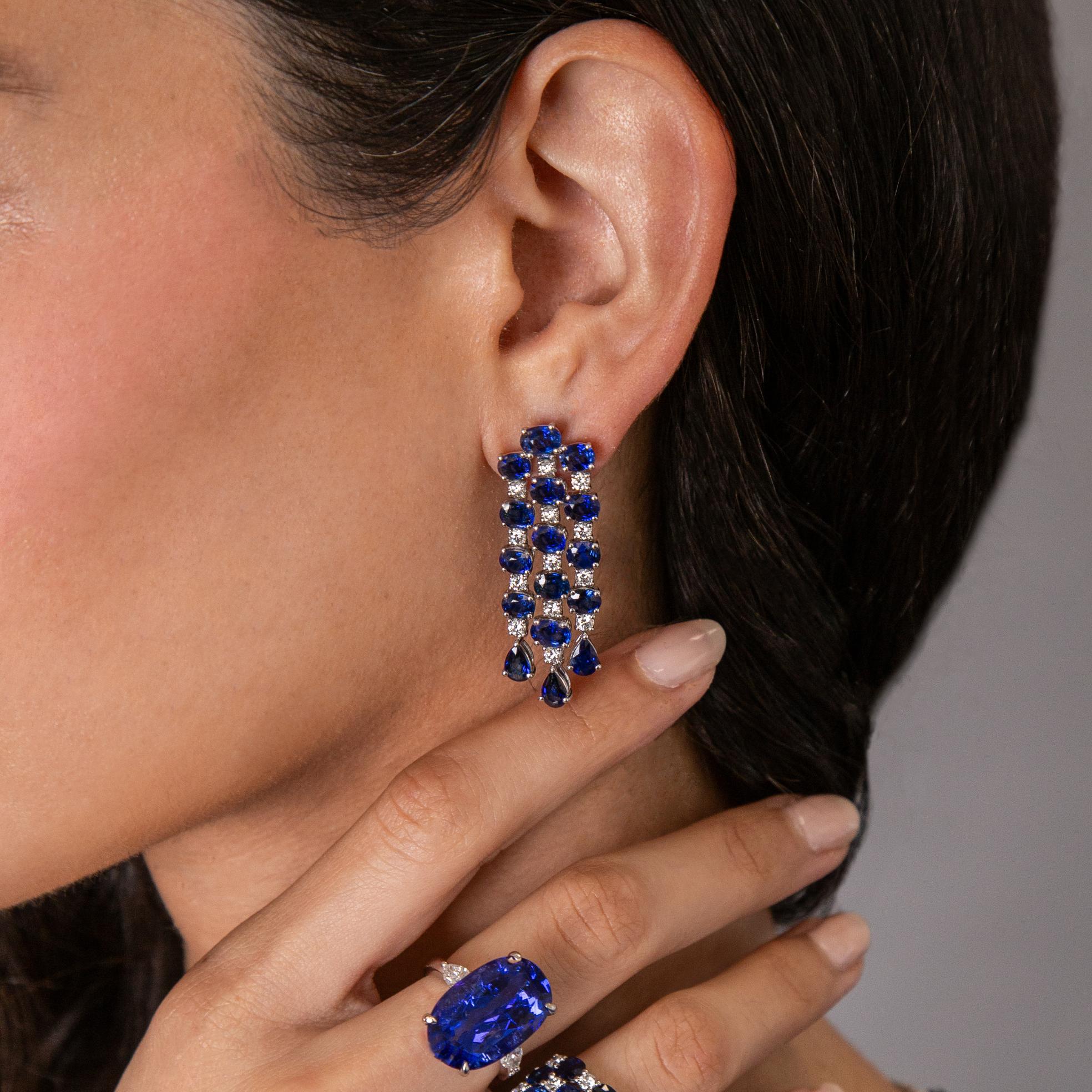 Louise Blue Sapphire Drop Earrings - Jewelry - RUCHI New York