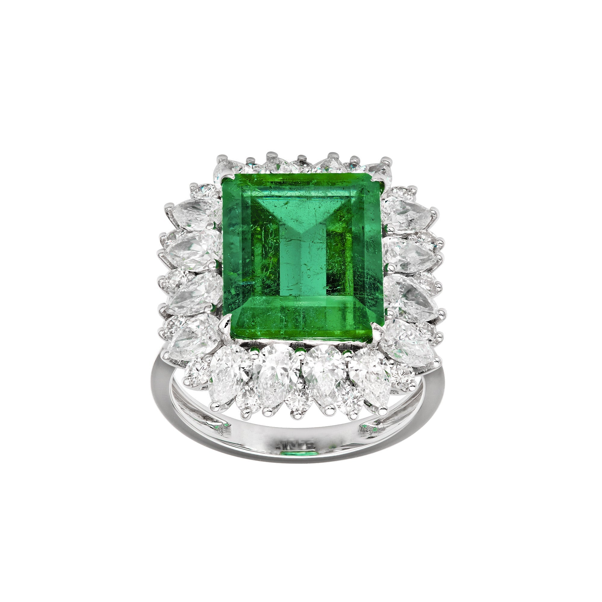 Love & Commitment Opera Emerald Cocktail Ring - High Jewelry - RUCHI New York