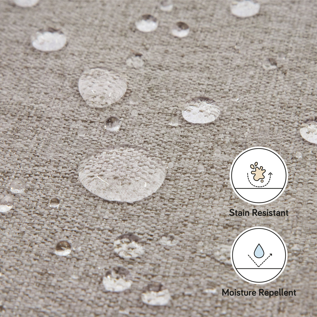 Naka Storage Ottoman in Eco-Performance Fabric | Water Repellent & Stain Resistant in Performance Grey Eco-Weave with Light Wood Base