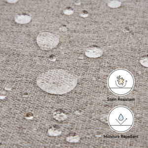 Naka Storage Ottoman in Eco-Performance Fabric | Water Repellent & Stain Resistant in Performance Grey Eco-Weave with Light Wood Base