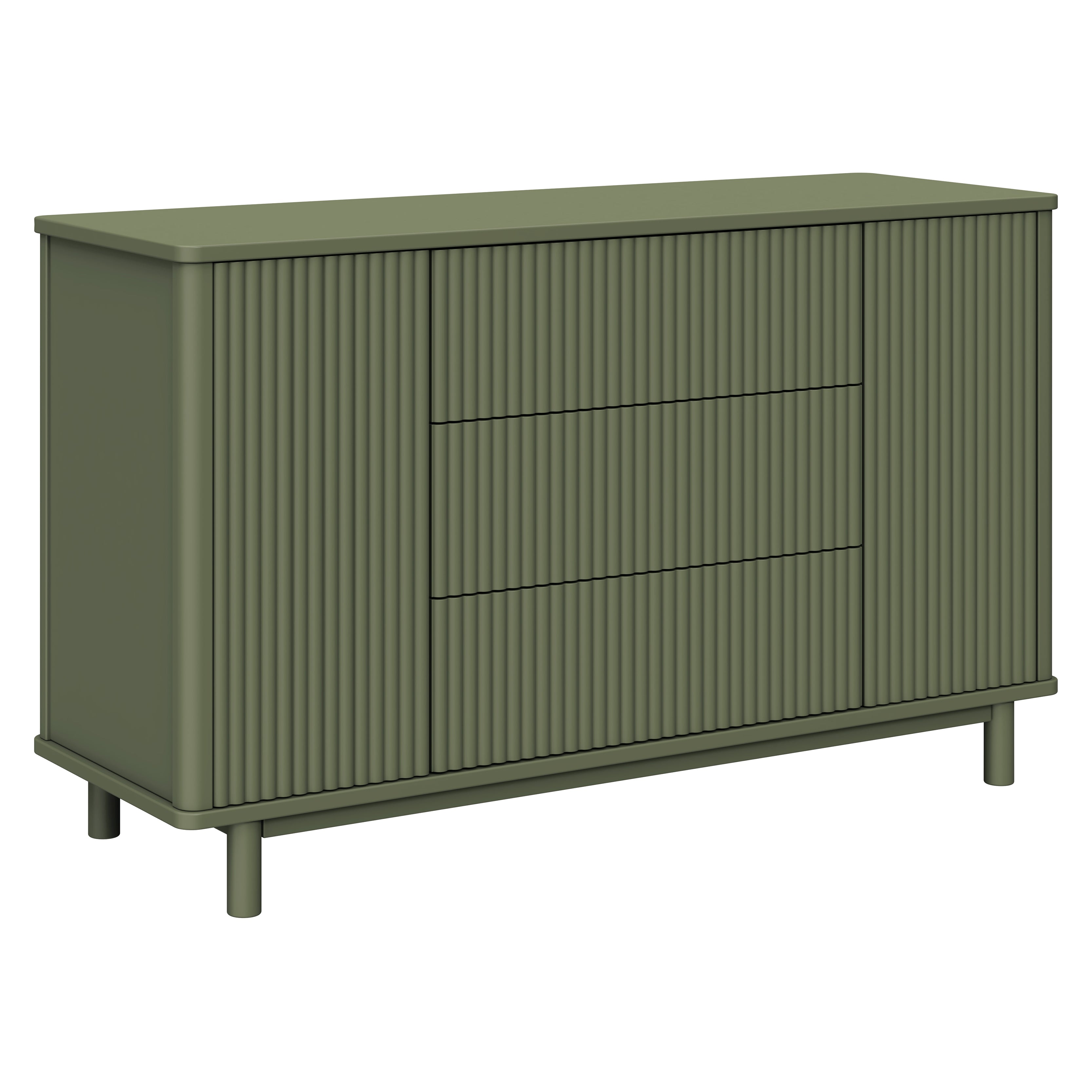 Pogo Tambour Assembled Dresser in Olive