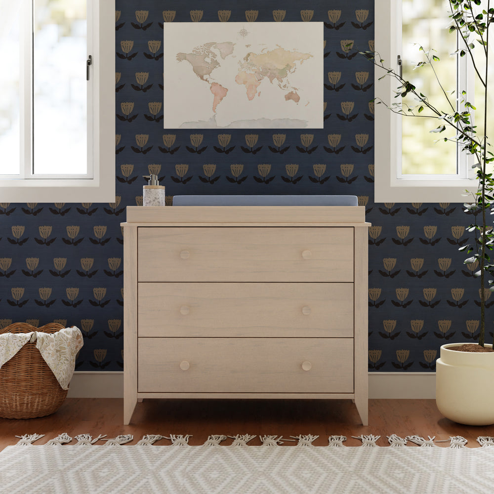 Sprout 3-Drawer Compact Changer Dresser with Removable Changing Tray (42") in Washed Natural & White