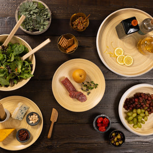 Bamboo Footed Plate in White