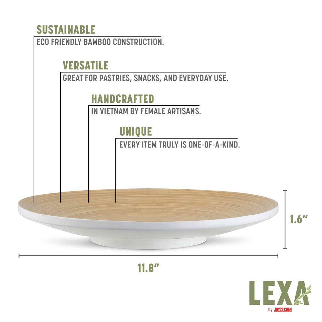 Bamboo Footed Plate in White
