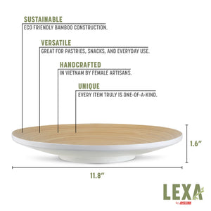 Bamboo Footed Plate in White