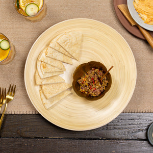 Bamboo Footed Plate in White