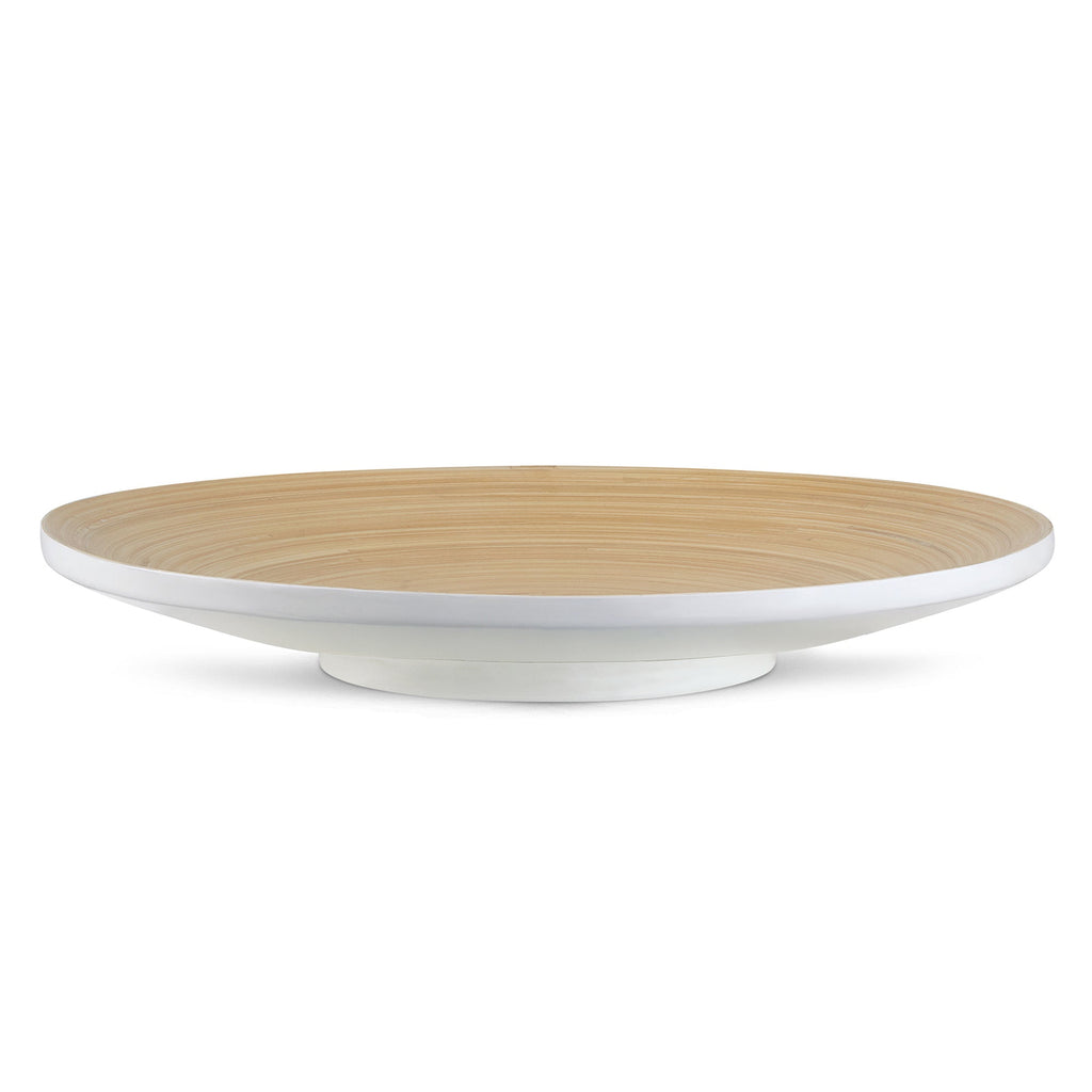Bamboo Footed Plate in White