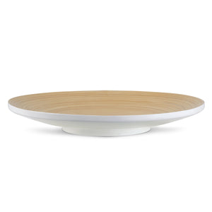 Bamboo Footed Plate in White