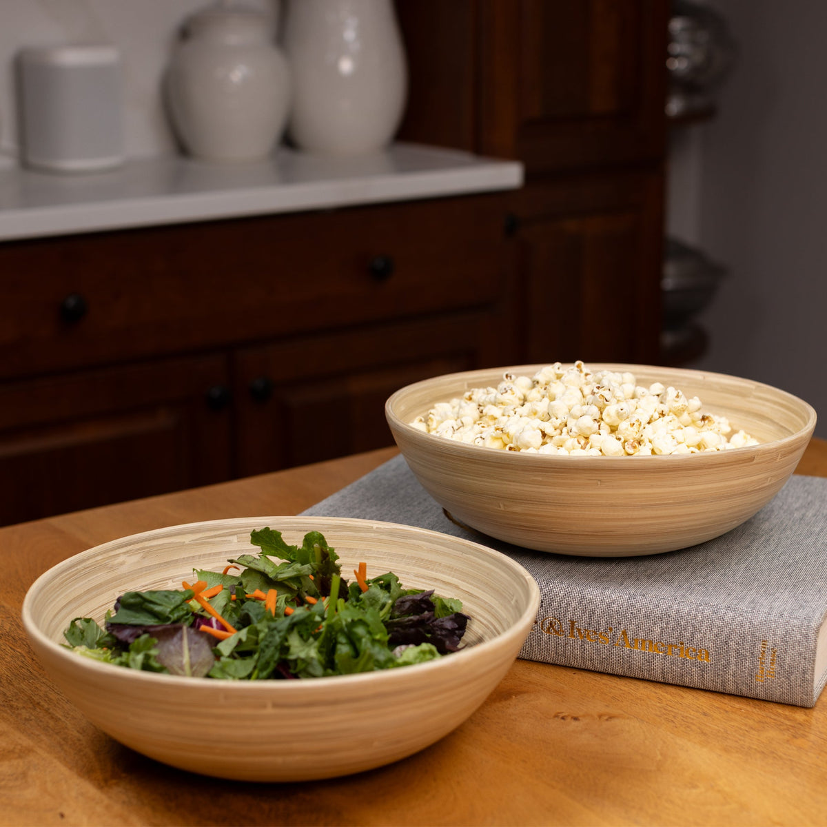 Bamboo Salad Bowl in Natural, Set of 2