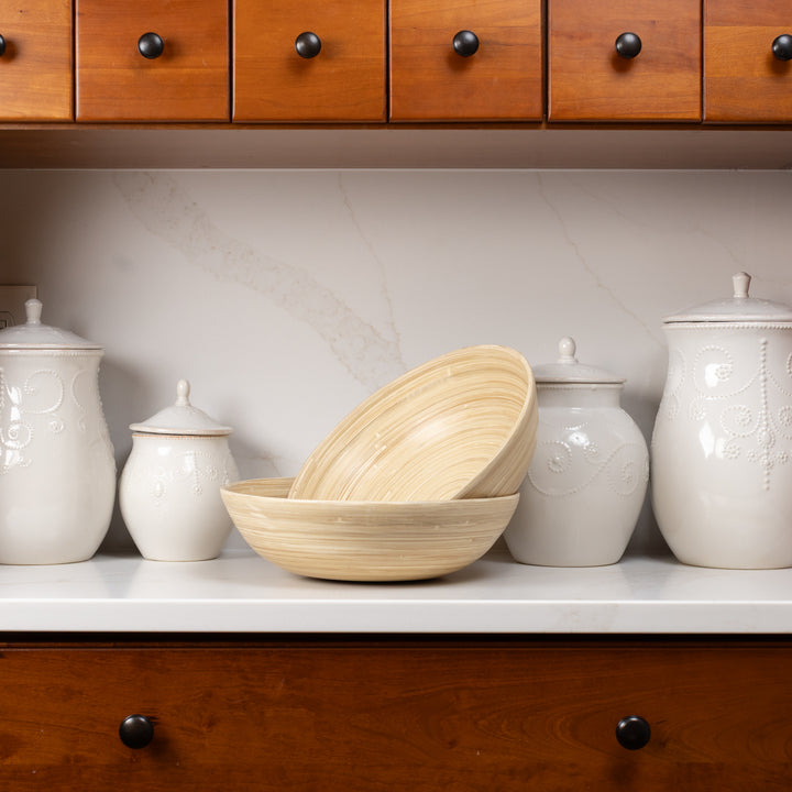 Bamboo Salad Bowl in Natural, Set of 2