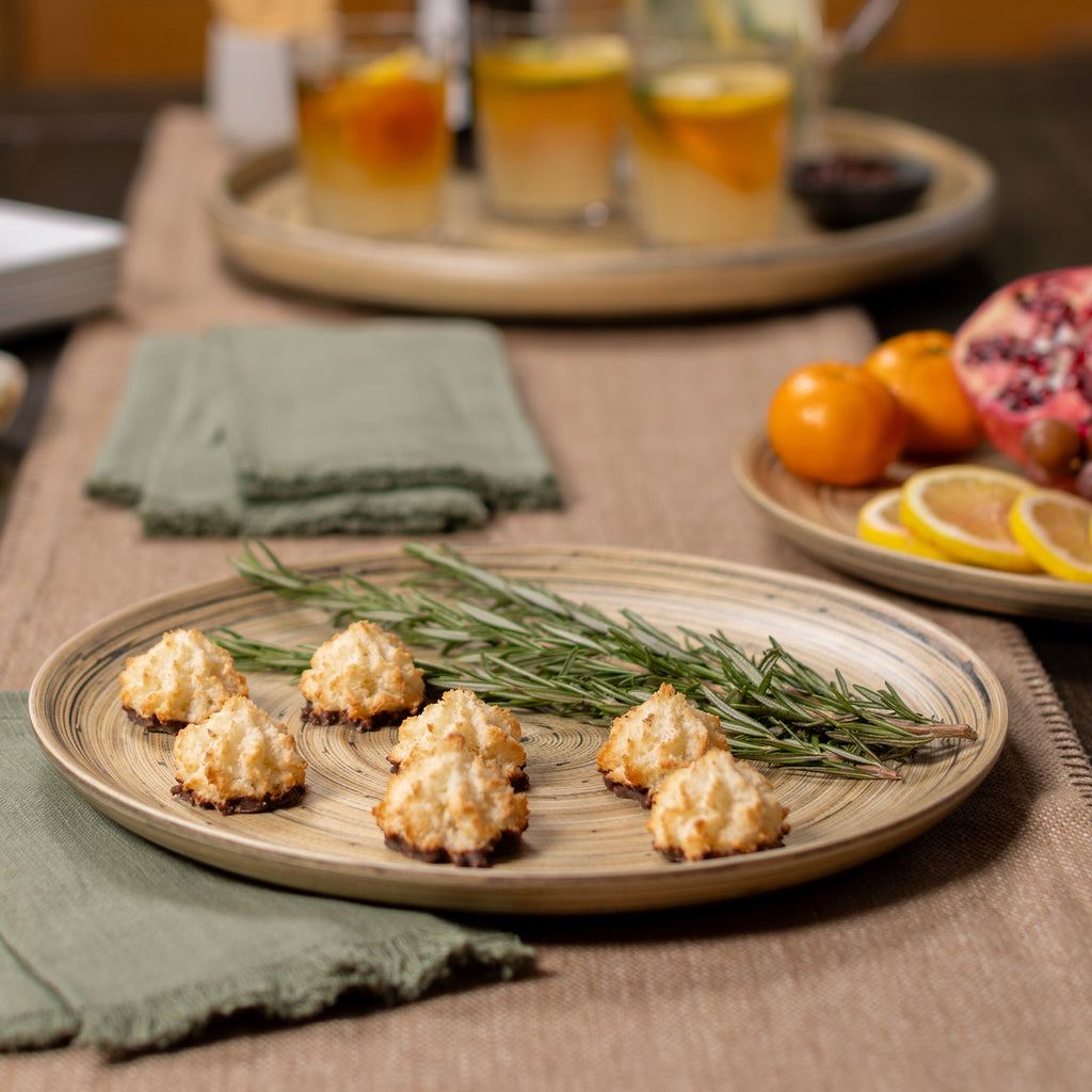 Bamboo Serving Plate in Black, Set of 2