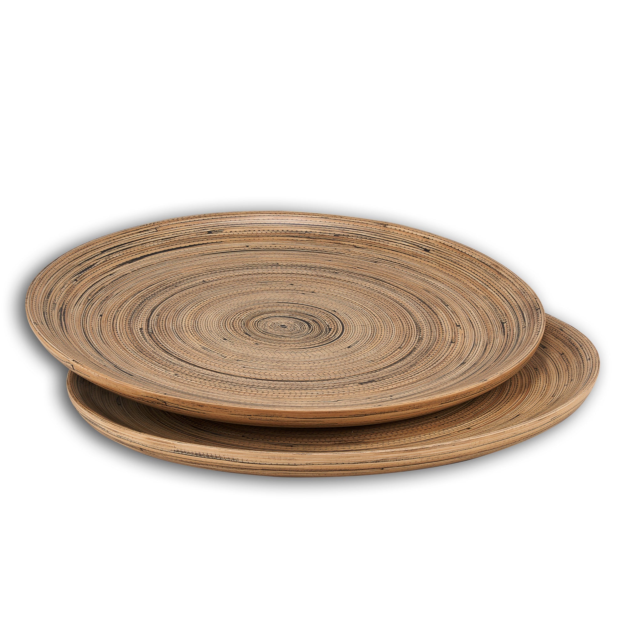 Bamboo Serving Plate in Black, Set of 2