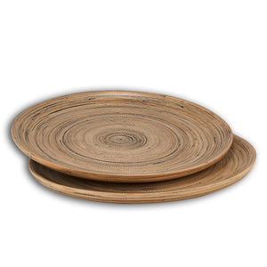 Bamboo Serving Plate in Black, Set of 2