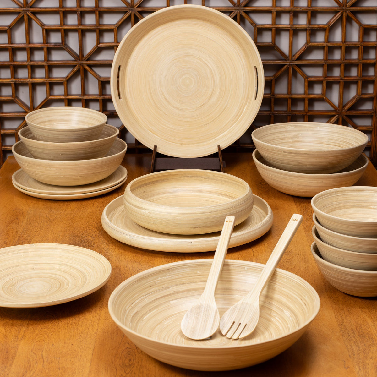 Bamboo Salad Utensil Set in Natural