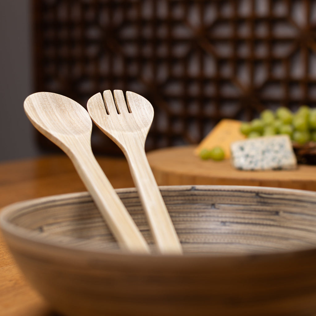 Bamboo Salad Utensil Set in Natural