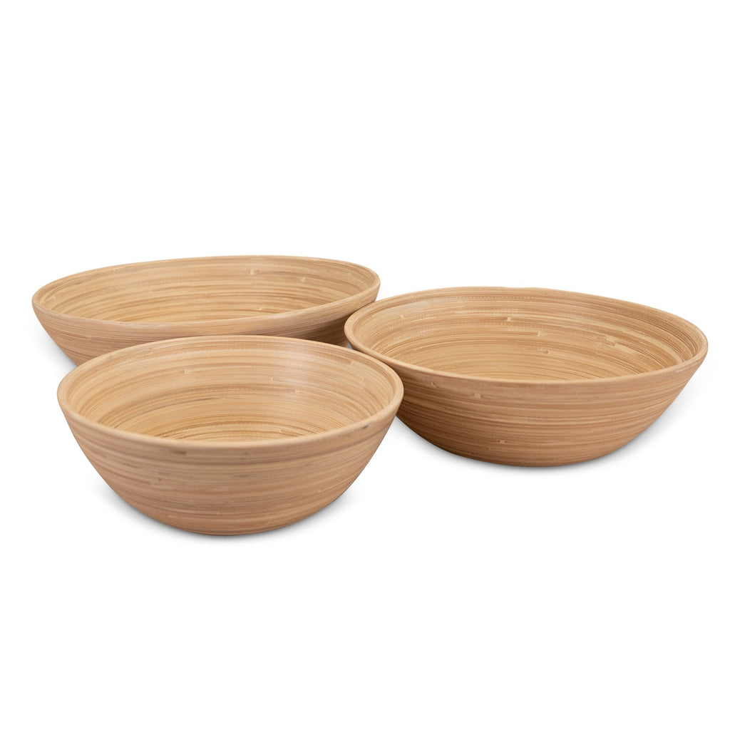 Bamboo Bowls in Natural, Set of 3