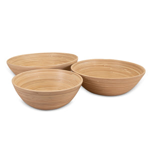 Bamboo Bowls in Natural, Set of 3