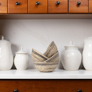 Bamboo Salad Bowl in Black, Set of 4