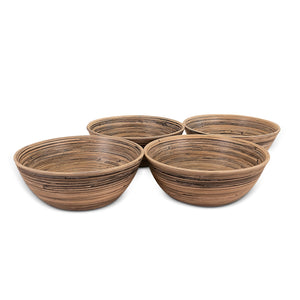 Bamboo Salad Bowl in Black, Set of 4