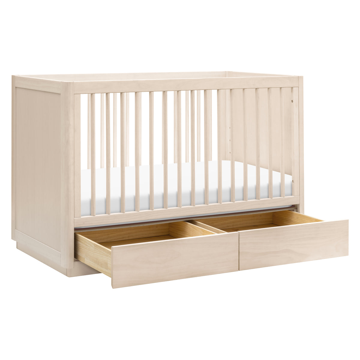 Bento 3-in-1 Convertible Storage Crib with Toddler Bed Conversion Kit in Washed Natural