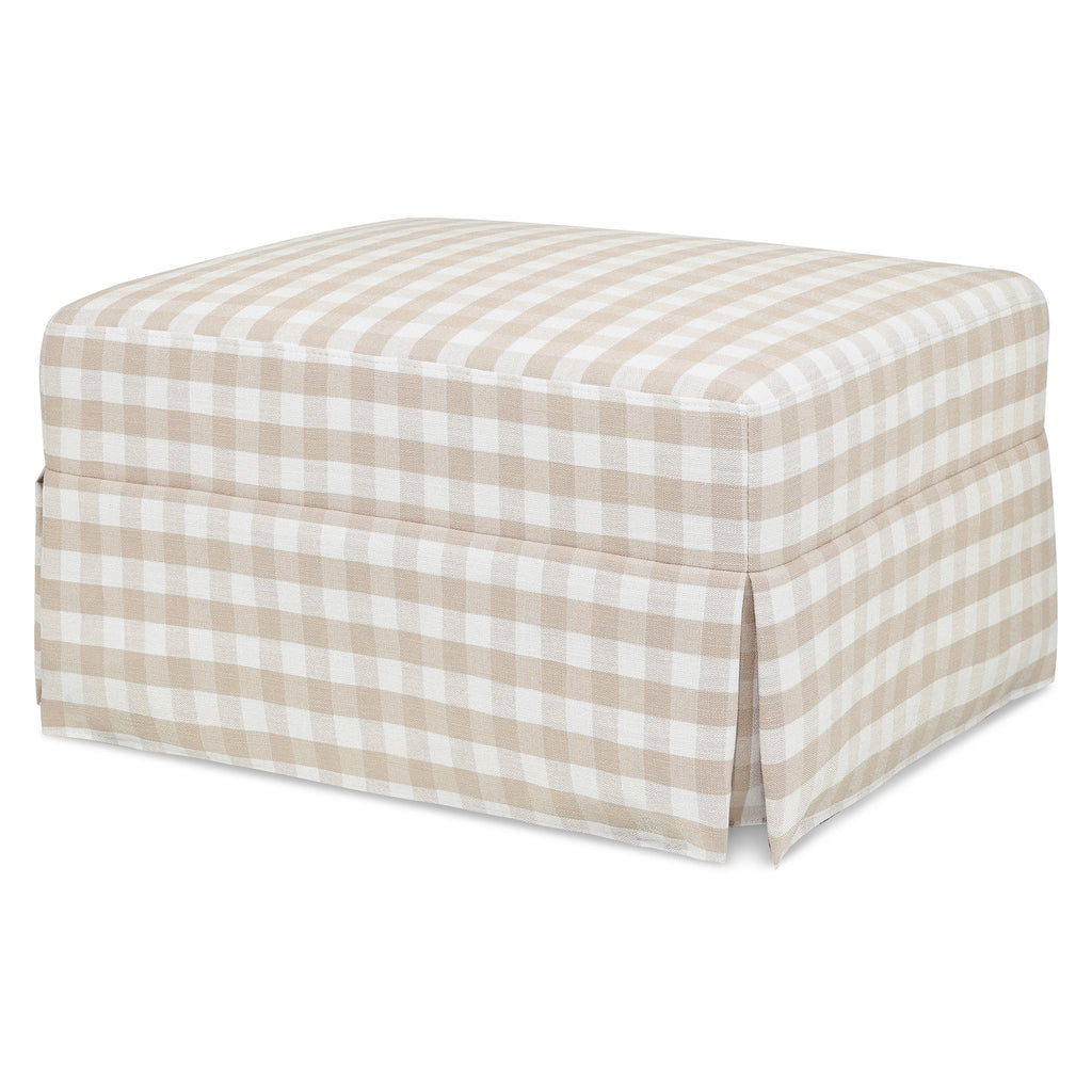 Crawford Gliding Ottoman in Tan Gingham